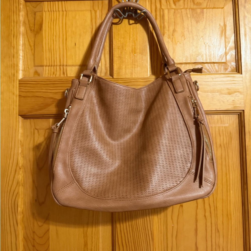 Moda Luxe Textured Brown Shoulder Bag